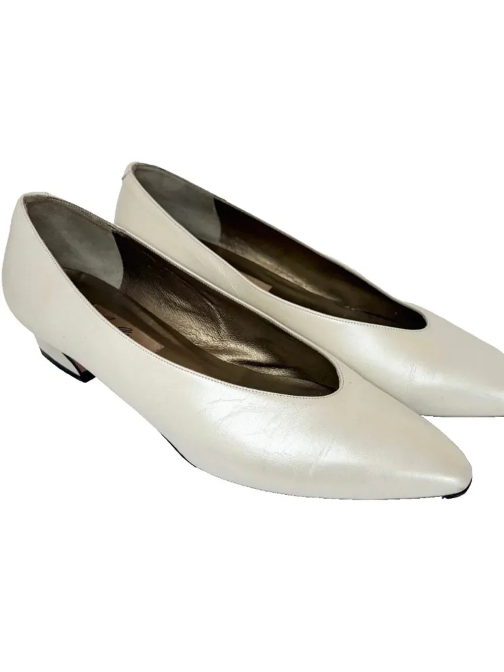 Vintage Amalfi Grand Ivory Cream Leather Pumps Size 10B Italy Pillow Grand - Picture 9 of 10